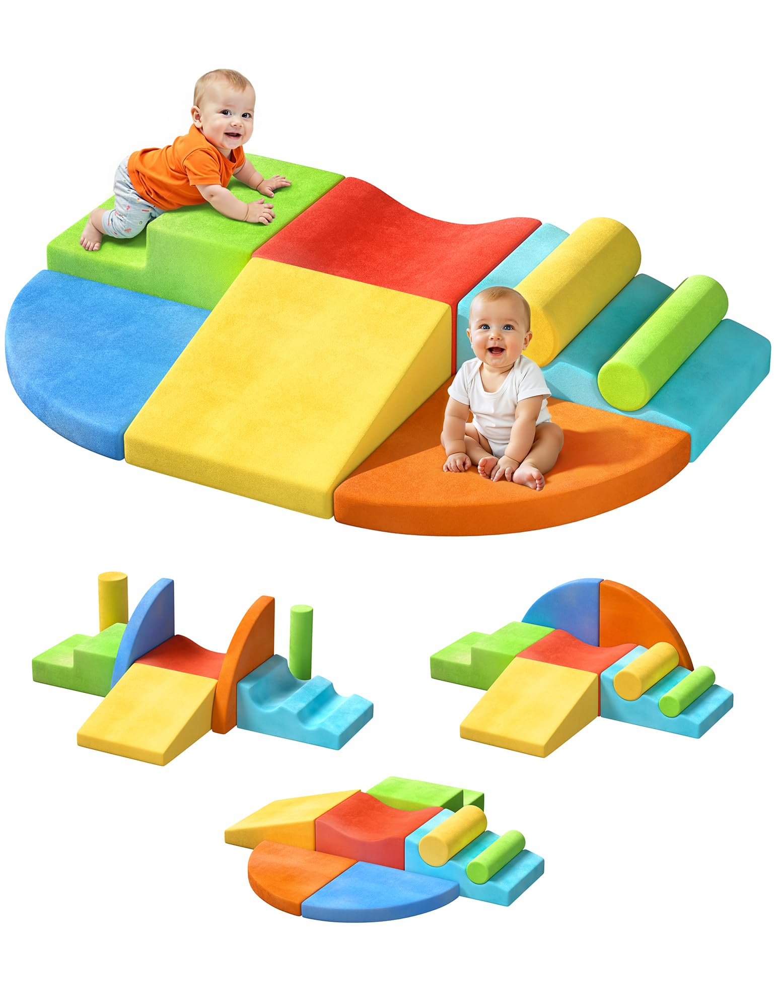 Soft Climbing Toys for Toddlers, 8-Piece Foam Climbing Block Set, Colorful Play Gym for Child Development, Enhances Motor Skills & Color Coordination, Safe Indoor Fun