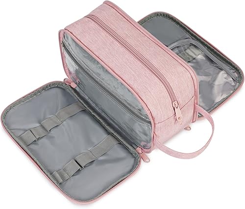 Narwey Neceser de viaje para hombres y mujeres, kit Dopp de viaje, bolsa de afeitar resistente al agua para accesorios de aseo personal, Rosado