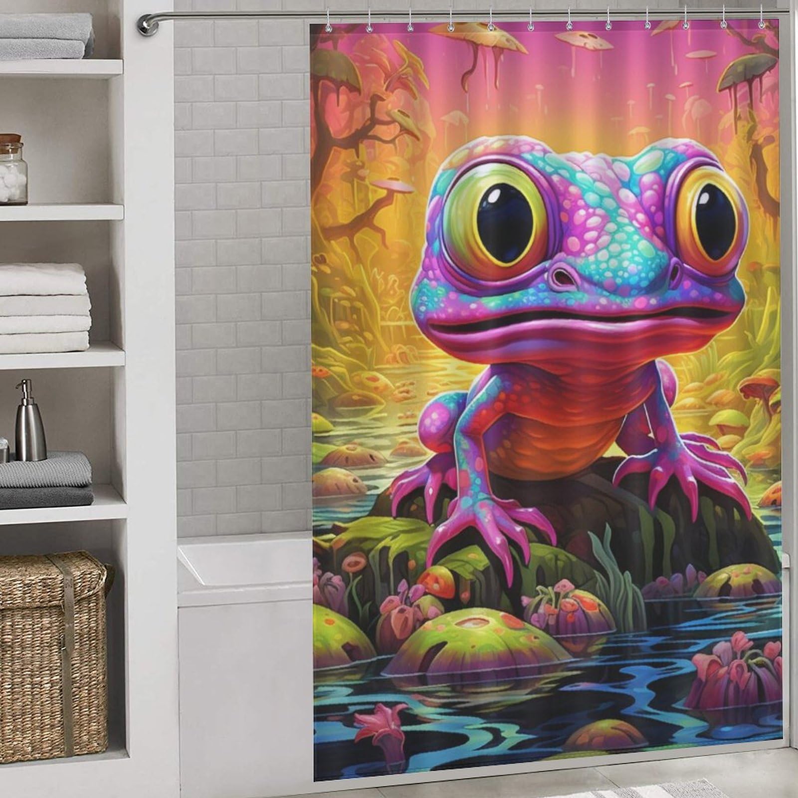 Rideau de douche grenouille imperméable en polyester lavable 152x183cm