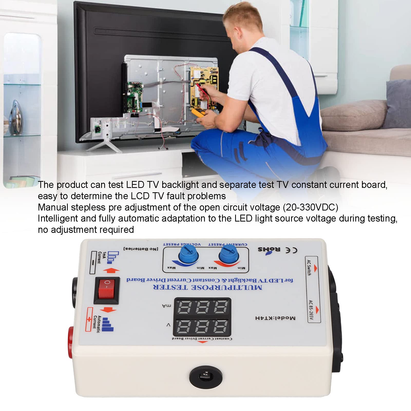 Ciciglow Tester per Retroilluminazione TV LED, KT4H: Tester per Sorgente Luminosa TV LCD Multiuso Piastra Professionale a Corrente Costante per(Spina UE)