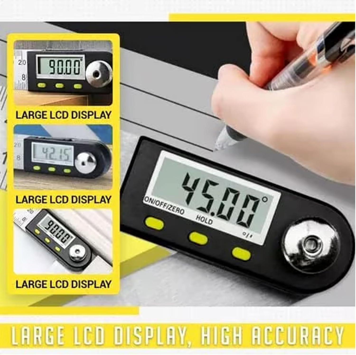 Digital Display Angle Ruler, Digital Protractor, Stainless Steel Angle Measuring Tool with LCD Display, Zeroing & Locking Function, for Carpentry Construction and Home Improvement (20in)