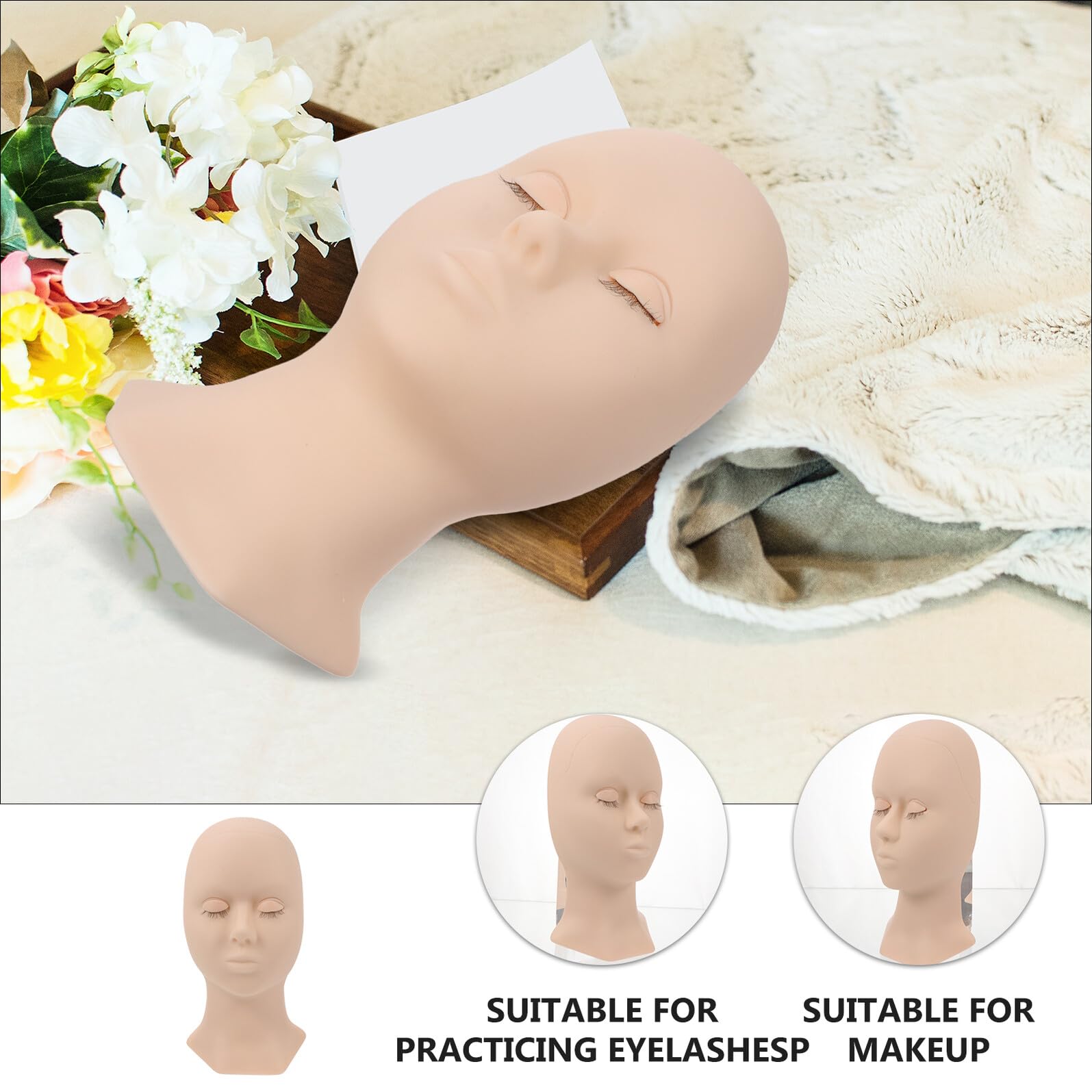 WOONEKY Puppe für Wimpernverlängerung Trainingskopf für Make-up Übungskopf für Kosmetik Gesicht für Praxis Anfänger und Profis Geeignet