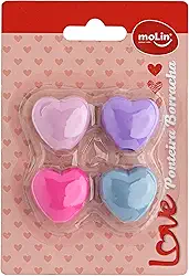 Molin Borracha Ponteira Coracao , Cores Sortidas, 4 unidades
