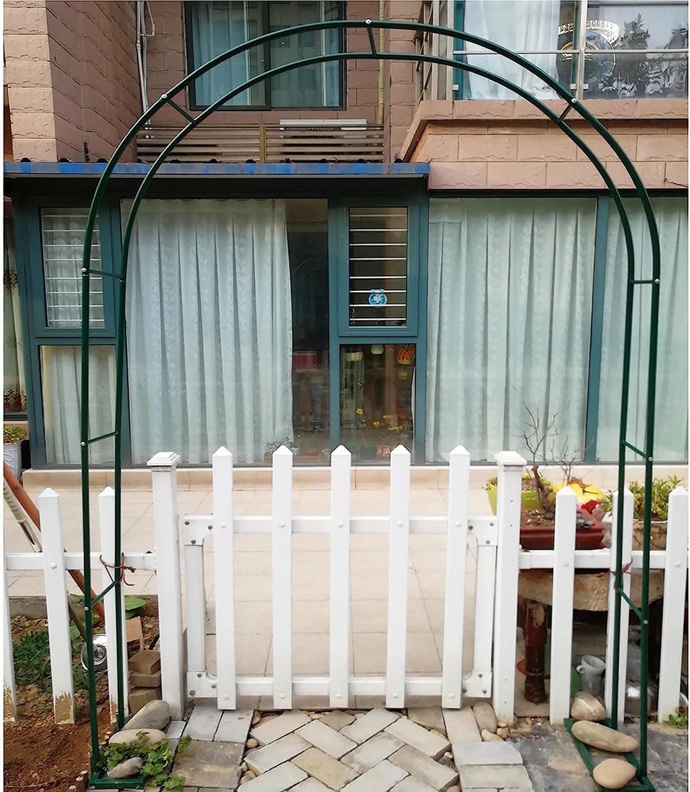 Black Metal Garden Arch, Garden Arbor for Climbing Plants, Wide 1.2M 1.4M 1.8M 2.4M 3M, Roses Archway for Outdoor Wedding Party, Easy to Assemble,Green,W2.4M*H2.2M