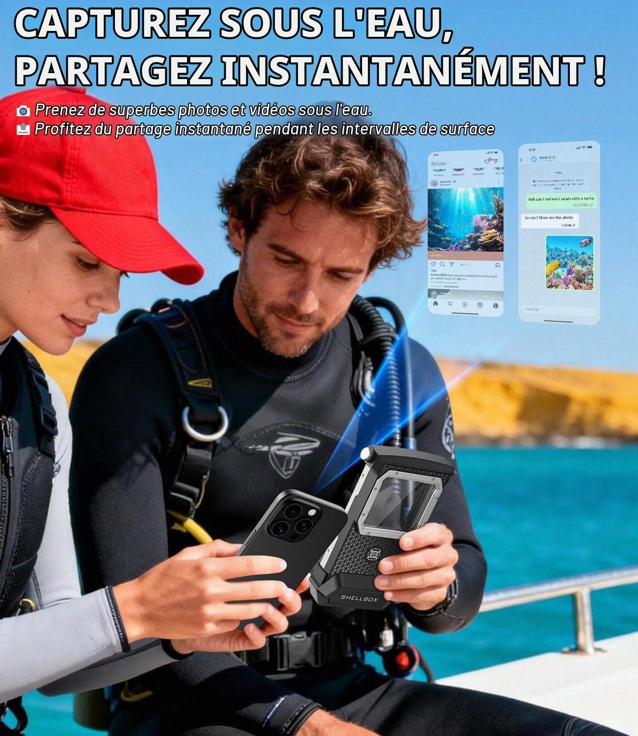 Étui de protection étanche IP68 pour écran tactile sous-marin - Coque de plongée professionnelle pour iPhone, Samsung, Redmi, Xiaomi - Pour la plongée, la plongée avec tuba, les photos et les vidéos