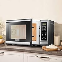 Vista 6 de BLACK+DECKER EM720CB7 Horno microondas digital con puerta giratoria con botón, bloqueo de seguridad para niños, 700 W, acero inoxidable, 0.7 pies