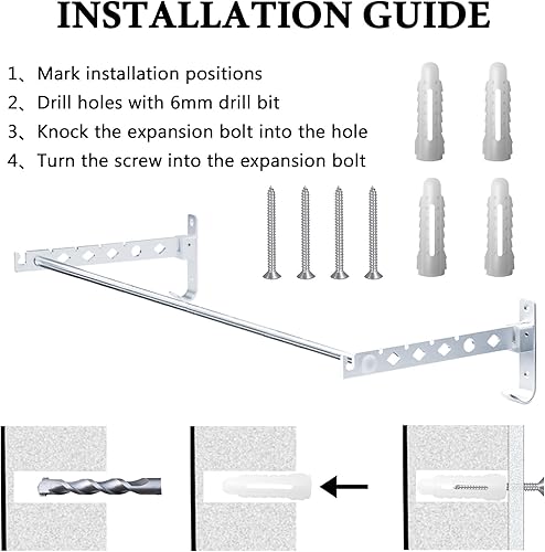 Miniatura 6 de Clothes Drying Rack Folding Indoor Hanger for Laundry WashroomClothing Dryer Rack OutdoorFoldable Wall Mount Collapsible DesignWall Mounted Clothes