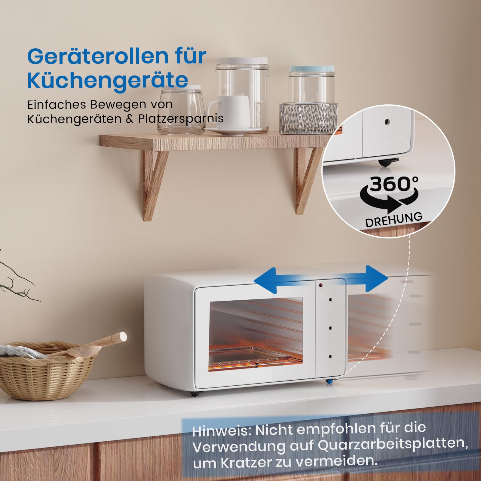 8 stuks kogelwielen, mini-meubelwielen, 360 graden