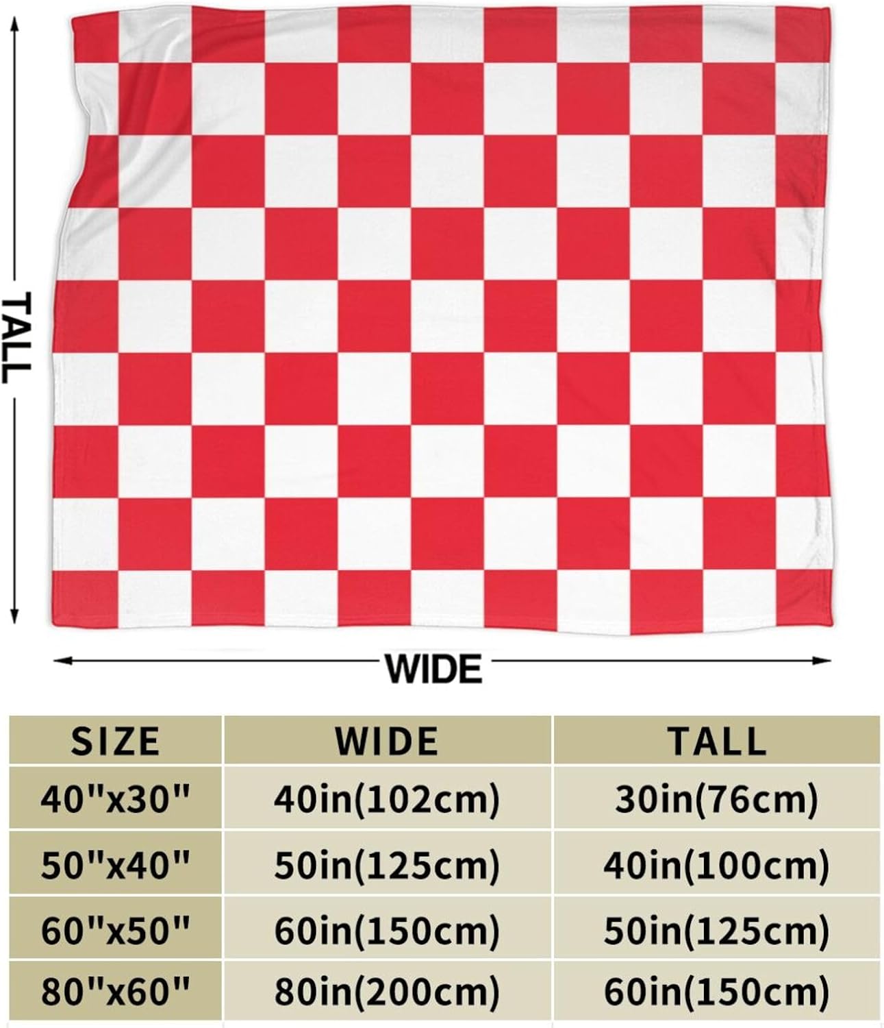 Simple Checkered Red White Blanket Soft Lightweight Throw Blankets Cozy Flannel Bed Throws for Sofa Couch Travel Home Room Bedroom Decor Gifts for Women Men Kids 60"x50" - Image 5