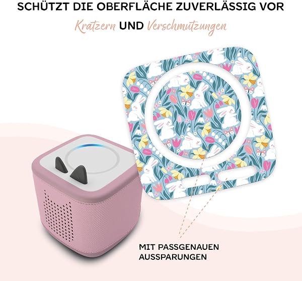Film de Protection Compatible avec Toniebox 2 Accessoires Ajustement Parfait Coque de Protection autocollante avec Design Anti-Rayures pour Enfants Y015 (03 Lapins, sans Nom) - 2