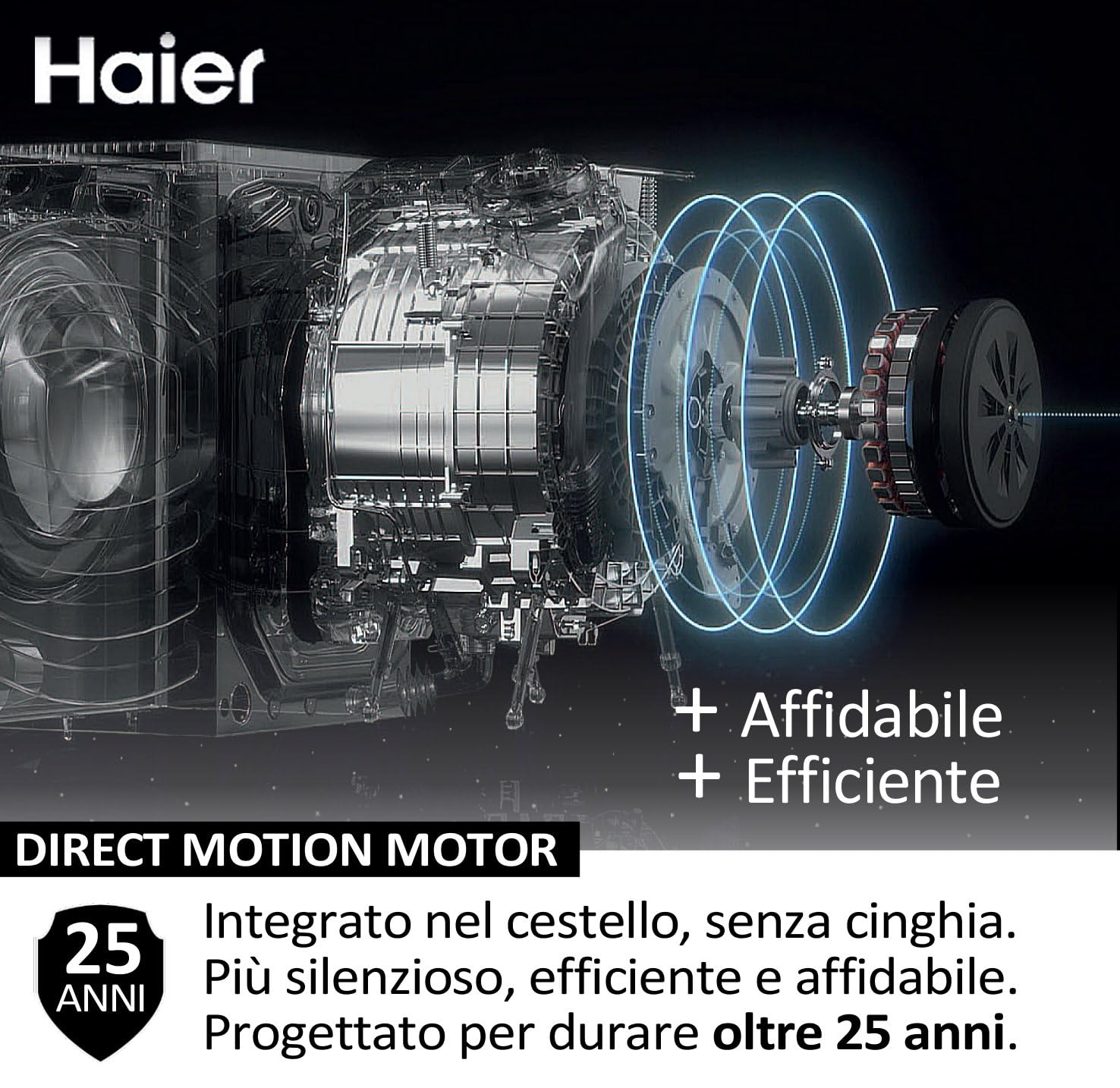 Haier I-Pro Serie 7 Plus, Lavatrice a carica frontale 9 KG, Libera Installazione, Classe A-25%, 1400 giri, Opzione Vapore, 14 programmi, App hOn, AxLxP 85x60x53 cm, Bianca - HW90-B14IGIT