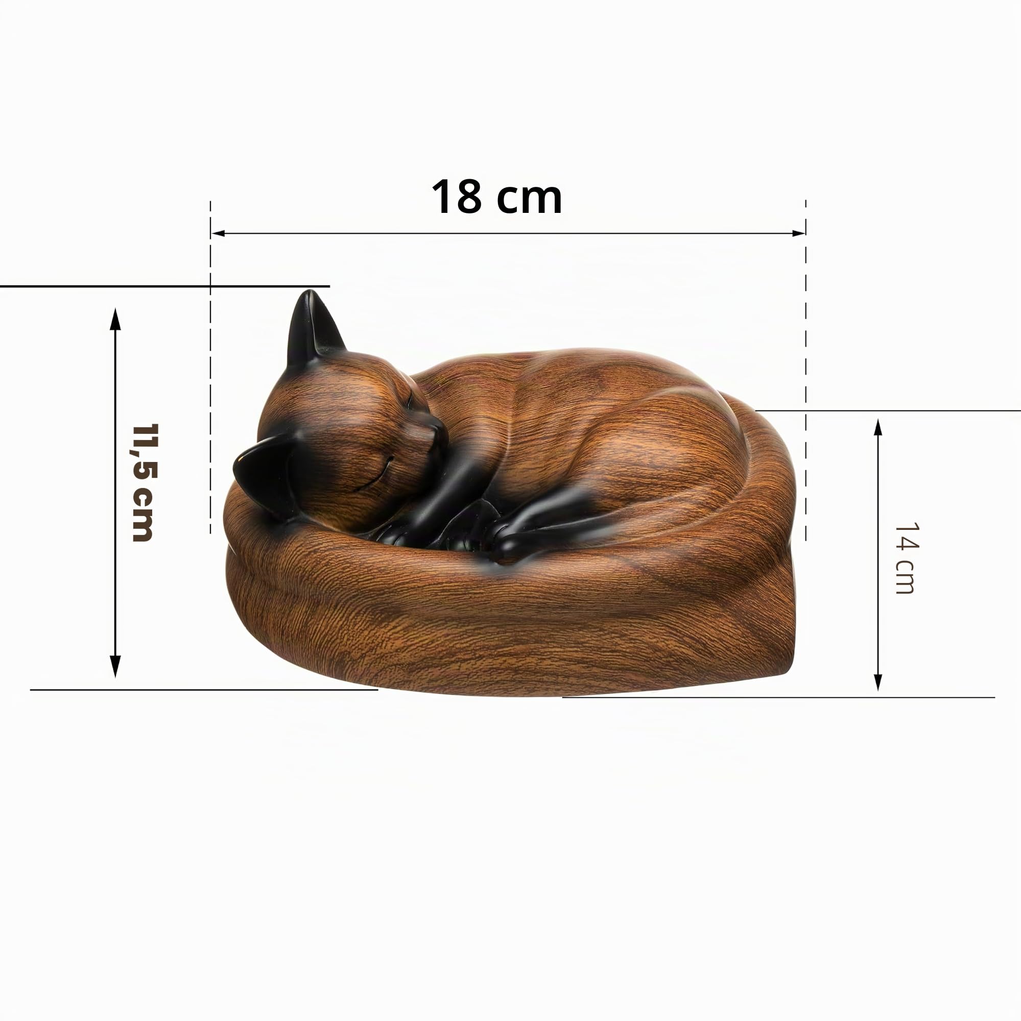 Katzen-Urne für kleine Haustiere, stilvolle Katzenurnen für Asche, hochwertige Haustierurnen für Katzen, Braun