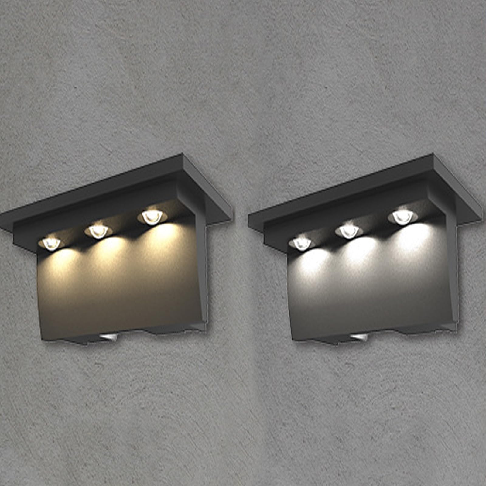 Lxcom Lighting Solar Fence Lights Warm White+Daylight White 2 Light Modes Solar Deck Lights Outdoor Solar Powered Waterproof Wall Light Decorative LED Landscape Step Light for Garden Lawn Yard, 2 Pack