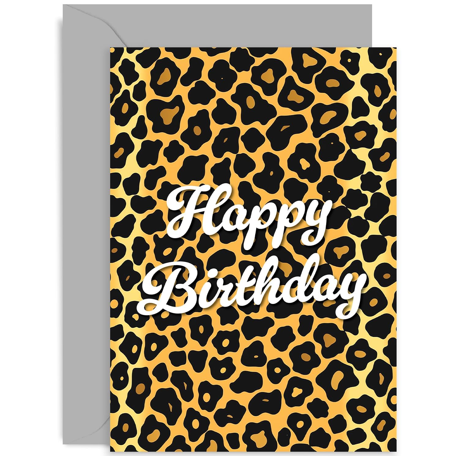 Premium Leopard Print Birthday Card for Her - Stylish Female Birthday Card for Friend Sister Bestie Mum Auntie Cousin - 18th 21st 30th Female Birthday