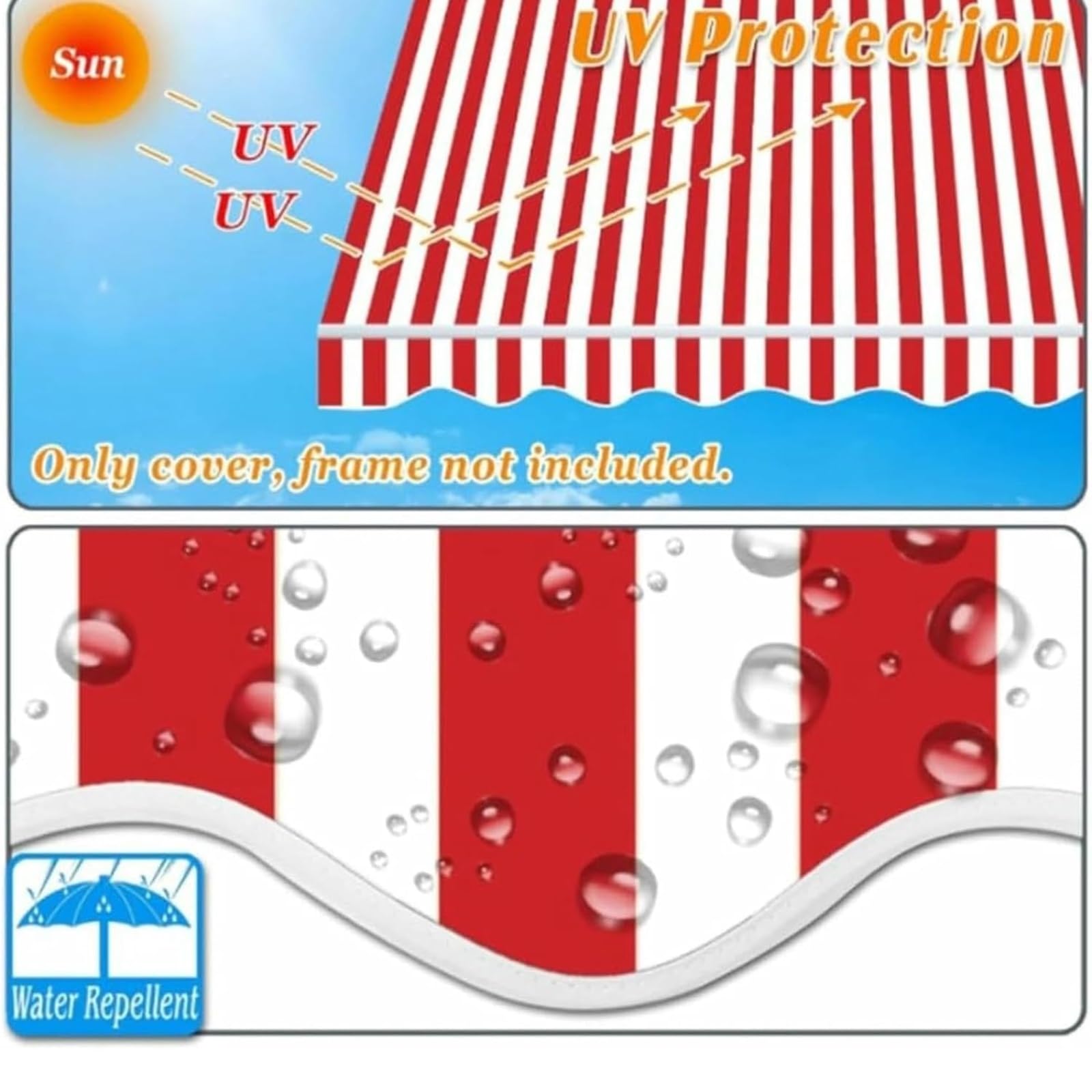 markise Einziehbarer Ersatzstoff for Terrassenmarkisen – kommerzielles Sonnenschutzdach, wasserdichter Polyester-Leinenbezug