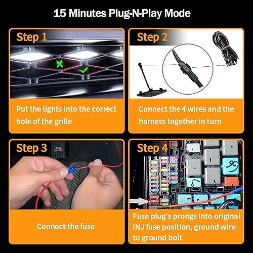 Miniatura 7 de 4 luces LED para parrilla Toyota 4Runner TRD Pro 2014-2021, incluyendo SR5, TRD todoterreno, Limited, TRO Pro Modelos Raptor Style Luz LED (luz