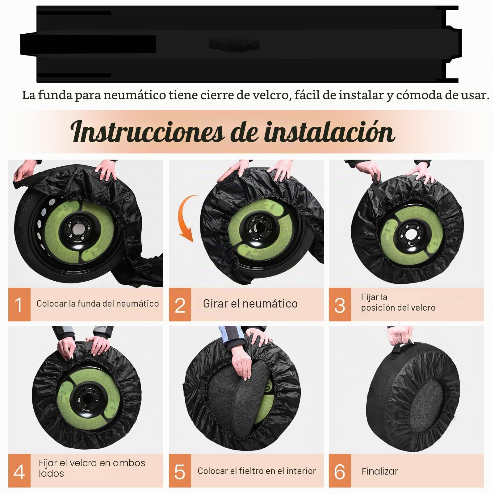 ZATOOTO Juego de Bolsas para Neumáticos, Funda Protectora para Neumáticos con 4 Almohadillas de Fieltro, para 4 Neumáticos (hasta 20 Pulgadas), para un Transporte un Almacenamiento, Oxford, Negro