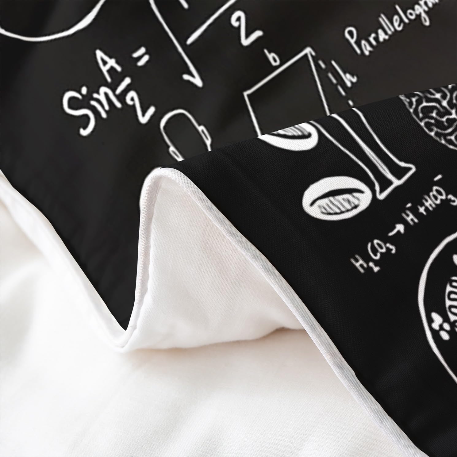 Loussiesd Juego de ropa de cama 100% algodón, 135 x 200 cm, con fórmula científica, juego de ropa de cama para niños, diseño geométrico con números, funda nórdica y cierre de cremallera