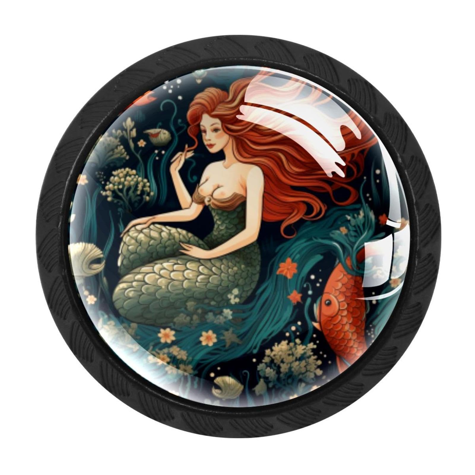 Chenzzzz Multicolored 09 4 Pack Black Mermaid Kitchen Handles, Cabinet Pulls Hardware For Cupboard Drawer Knobs Dresser Pulls