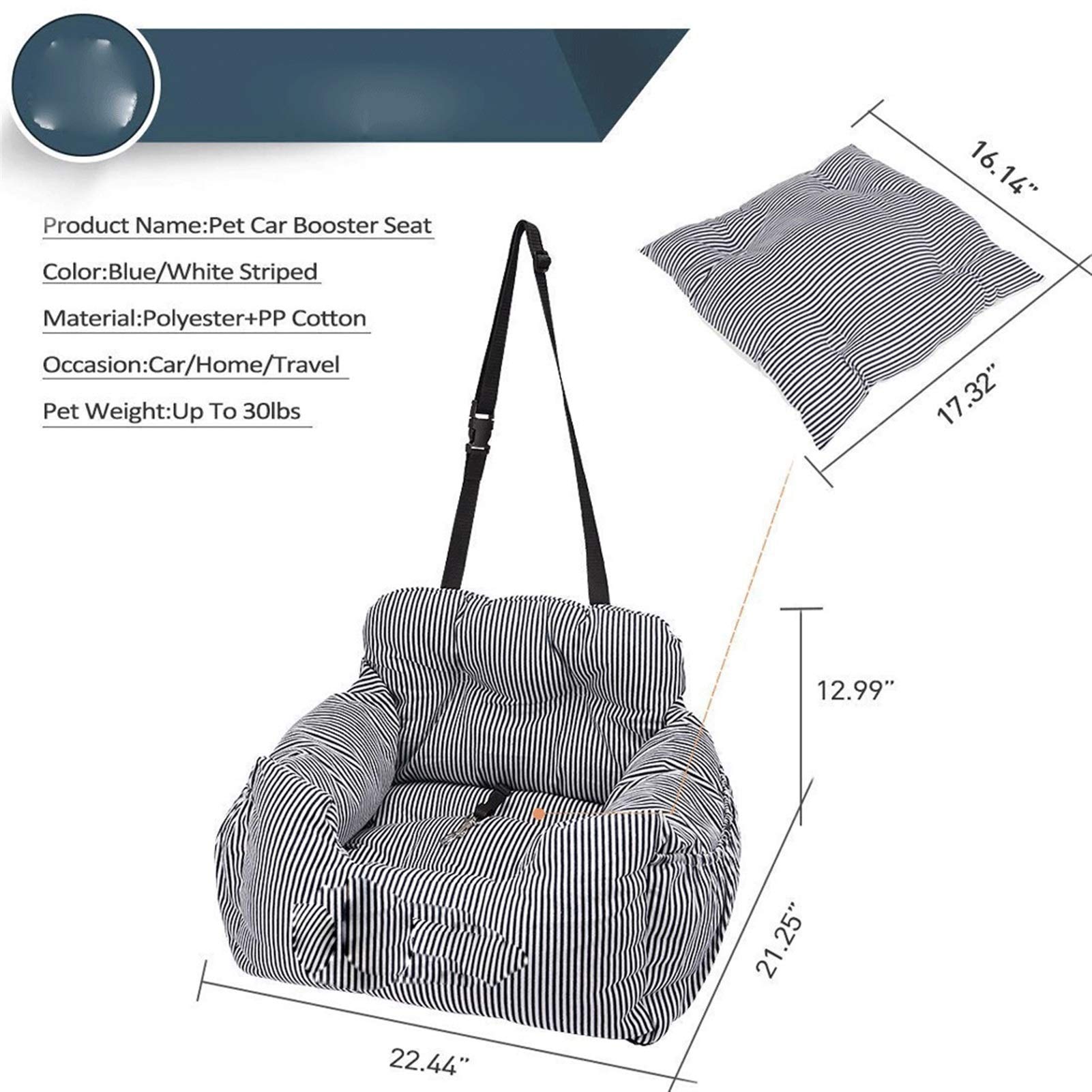 RENJJPBO Pet Bed -Seat Cover Single Seat Pet Pad Waterproof, Machine Washable, with A Safety Seat Belt