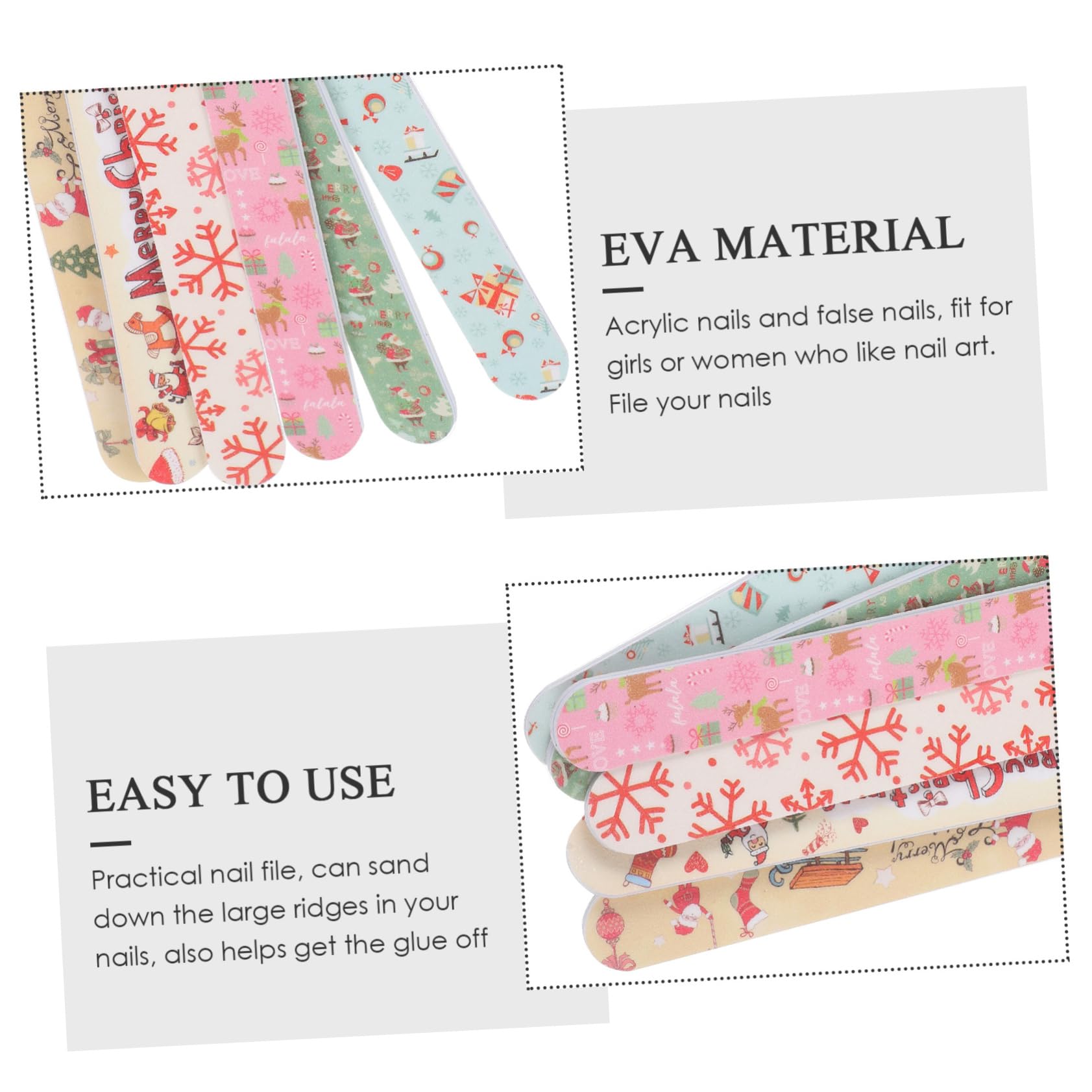 Nagelfeilen aus Eva mit Weihnachtlichen 24 Stück Maniküre und Pediküre Accessoire Zufälliger Stil für Zuhause und Natürliche Nägel
