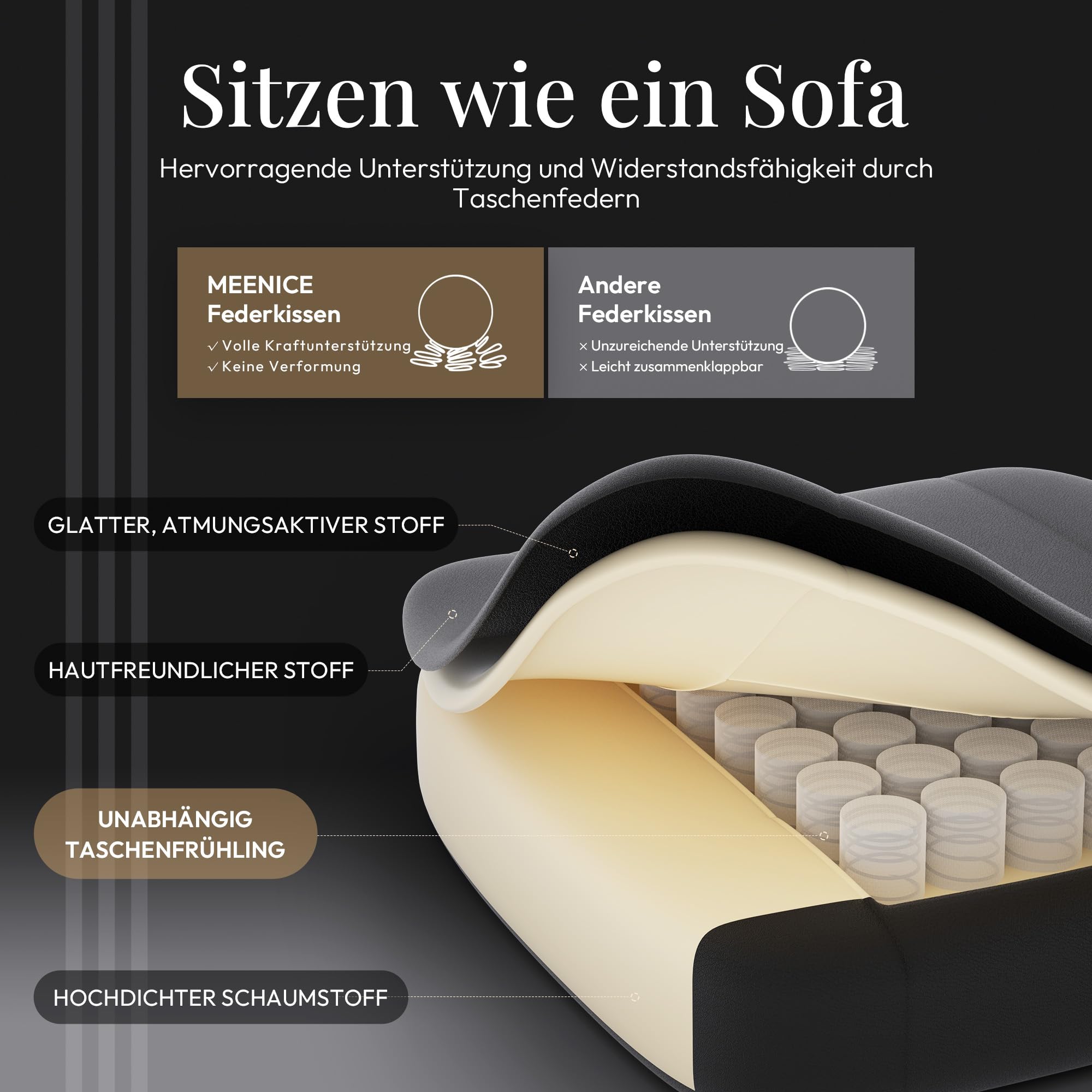 Silla de gaming con cojín de muelles ensacados y gel de refrigeración, sillón de masaje para juegos con reposapiés, silla ergonómica de juego de espalda alta para adultos, negro y blanco