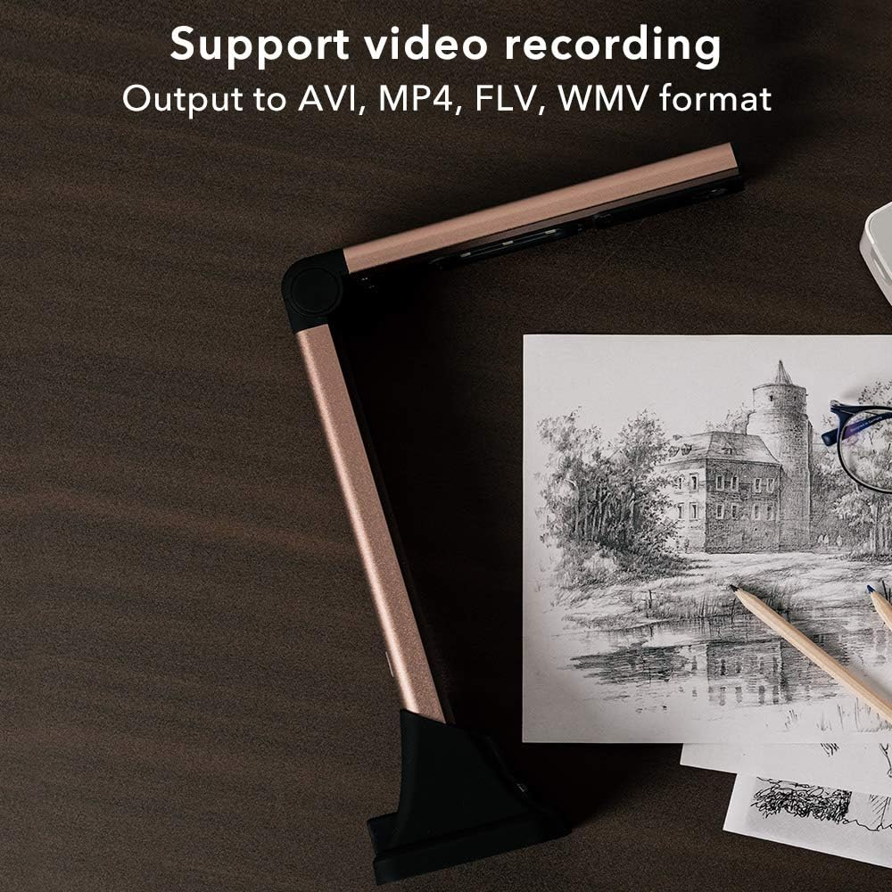 Diagram showing various advanced scanning features: Multifile Scanning, Background Purification, Automatic Correction, Finger-free cropping, Filling the edges of scanned files automatically, and Synthesis of scanned images.