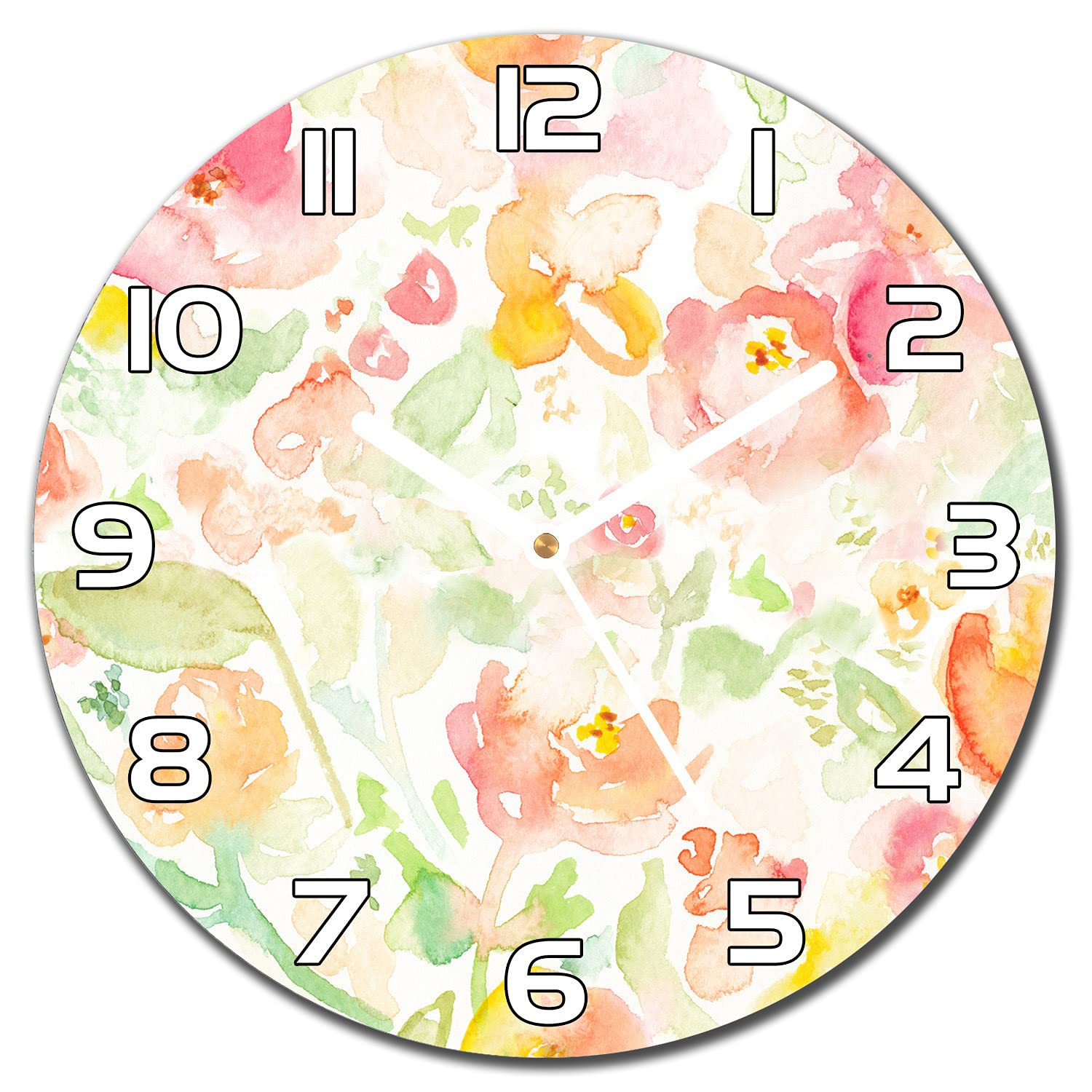 Horloge murale en verre lisible aiguilles blanches contre murs ternes