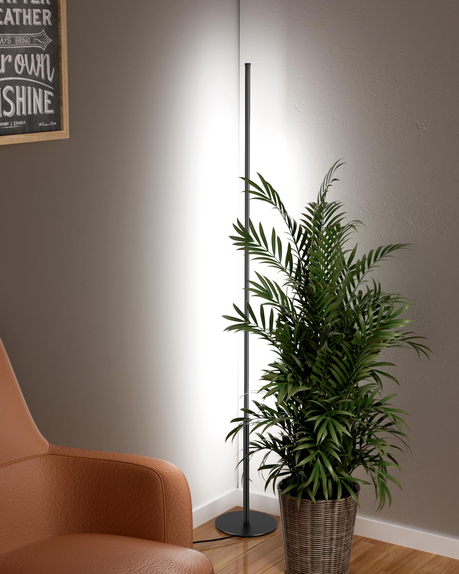 EDISHINE Lampa stojąca LED, 2 sztuki, ściemniana, minimalistyczna lampa narożna do salonu, nowoczesna lampa stojąca z przełącznikiem nożnym, 3000 K, ciepła biel, 146 cm, kolumna świetlna do sypialni