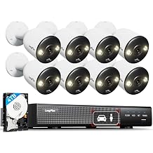LongPlus 4K PoE Security Camera System, 12MP H.265+ 16CH NVR with 4TB HDD for 24-7 Recording, 8pcs Wired Home Security Camera System, Person Vehicle Detection, CCTV for Home Businesses, LP8MEF8B1