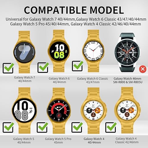 Vista 126 de GOLDTOLUCK No Gap Stainless Steel Band Compatible with Samsung Galaxy Watch 8 7 6 5 4 Classic FE Pro Ultra 40mm 44mm 46mm 43mm 47mm 45mm 42mm