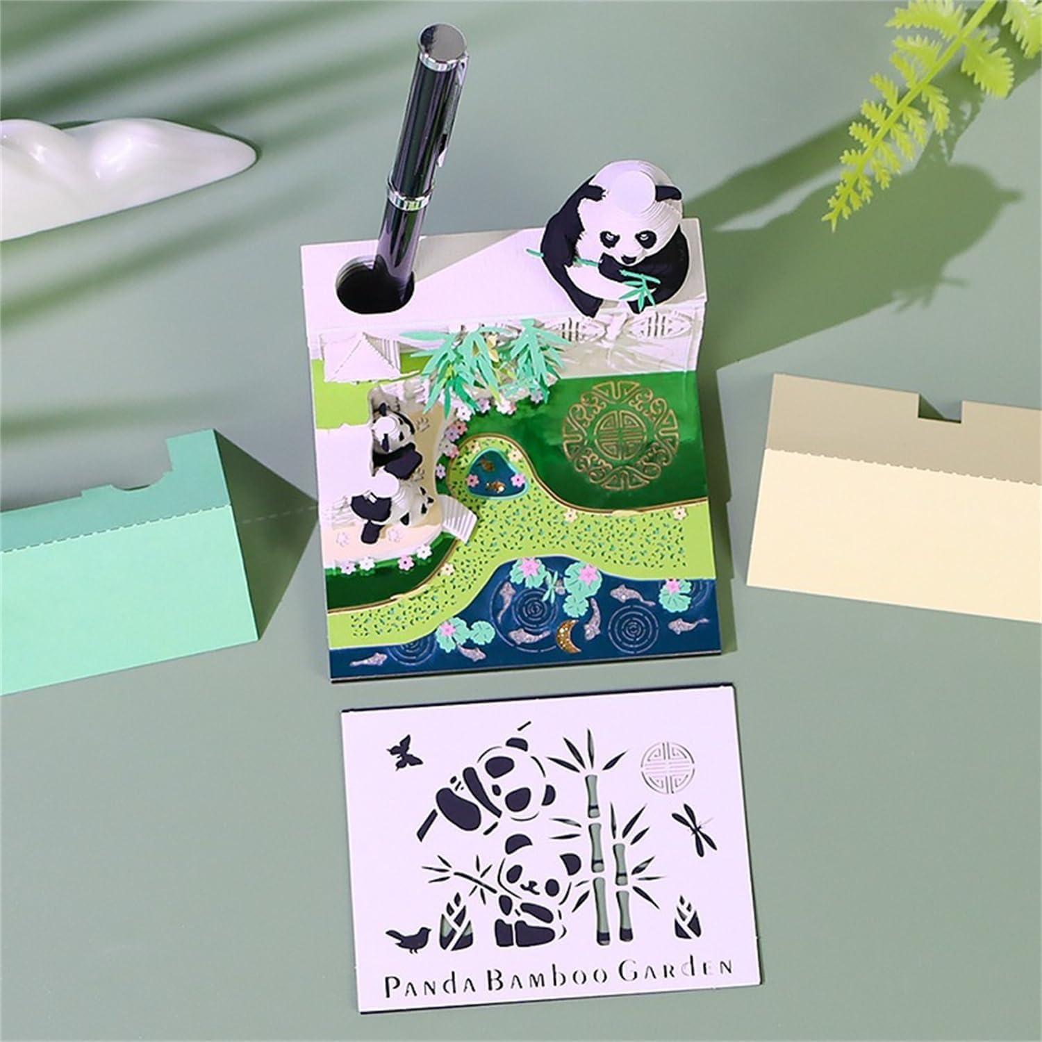 Kalendarz czasowy 2025, panda, kalendarz 3D, na rok 2025, do samodzielnego wykonania, do oderwania, artystyczne podkładki 3D, w kształcie pandy, papier do rzeźbienia, sztuka na biurko