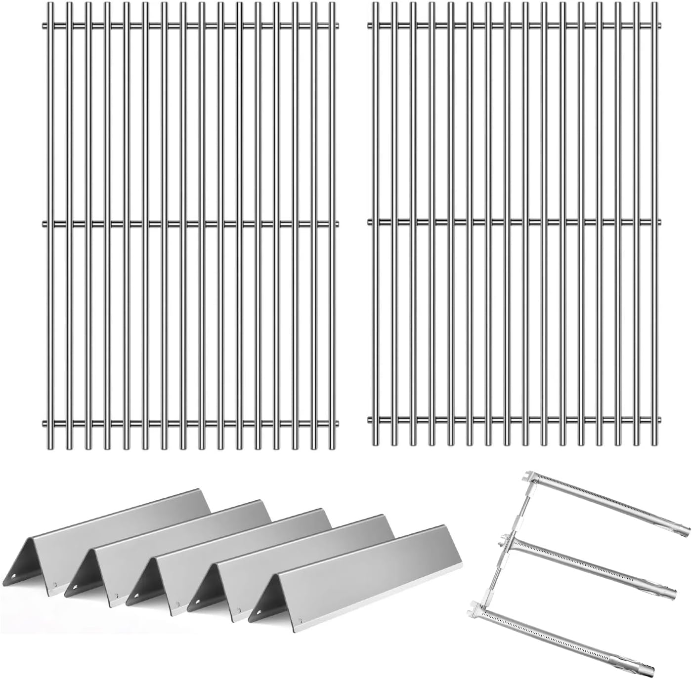 Stainless Steel 15.3 inch 7636 Flavorizer Bar with 69787 Burner 7639 Grill Grates for Spirit II Replacement Parts,For Spirit E-310, E-330, E-320, S-310/320/330,For Weber Spirit I&II 300 Series