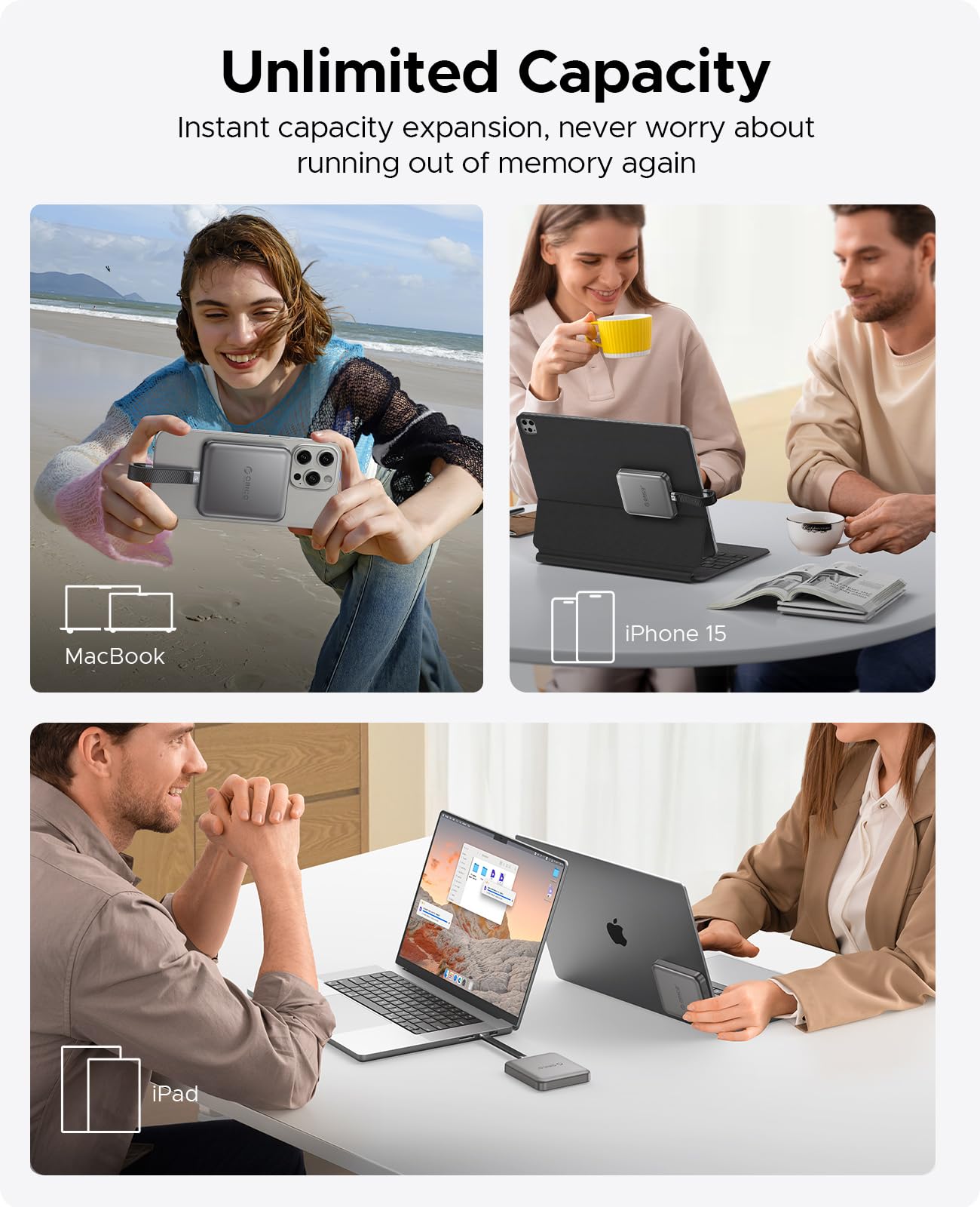 ORICO 2 TB Magnetic External SSD, 4K ProRes HDR Record and Store, 2000MB/s Stable Transmission and Storage, Portable Solid State Drive, Compatible with Smartphone, Tablet, Computer- A20PLUS