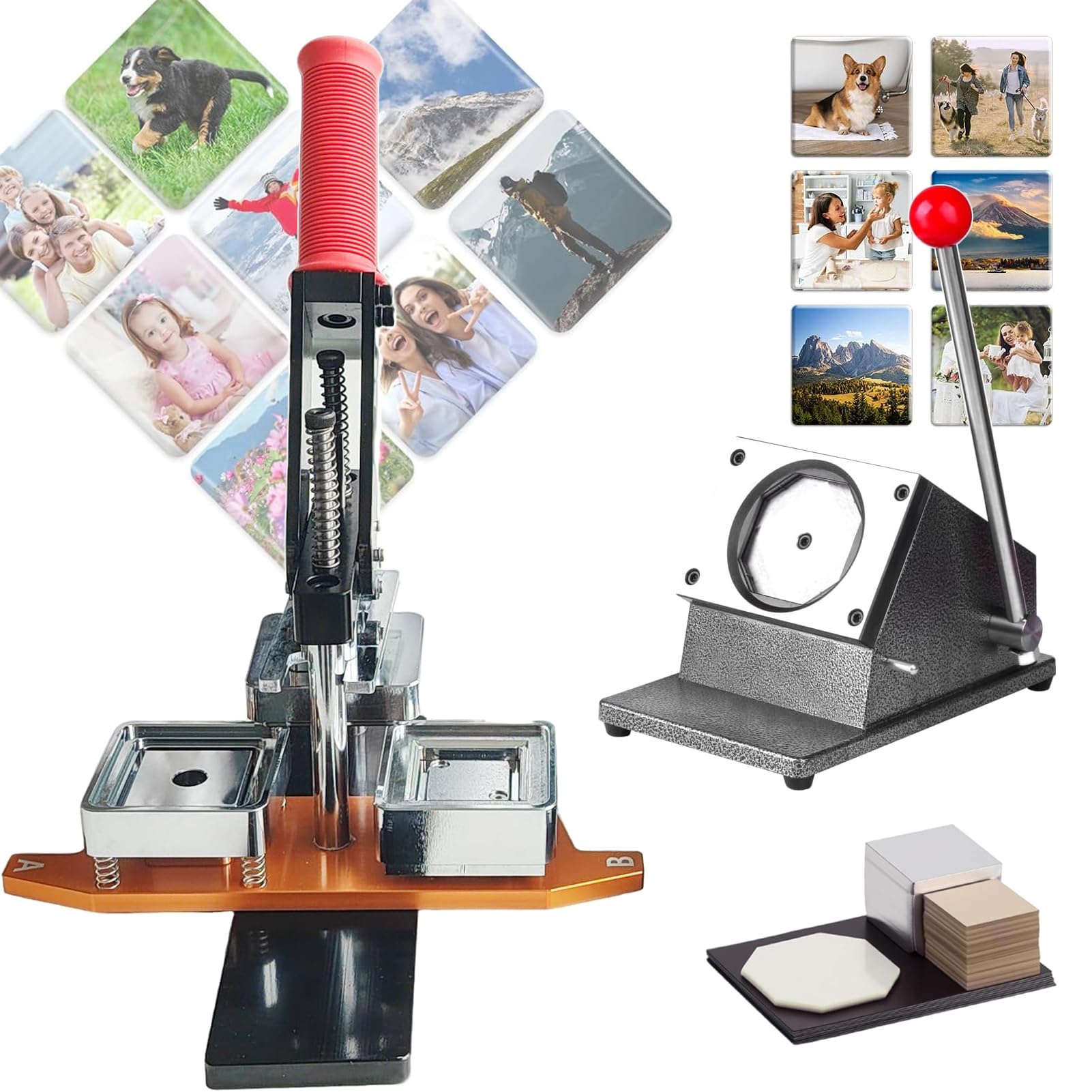 Fridge Magnet Maker Machine Kit, 2x2/2.5x2.5/3x2/3.5x2.5 inch DIY Photo Magnet Making Machine with Paper Cutter &100 Sets of Magnets Making Supplies, Create Personalized Fridge Magnets