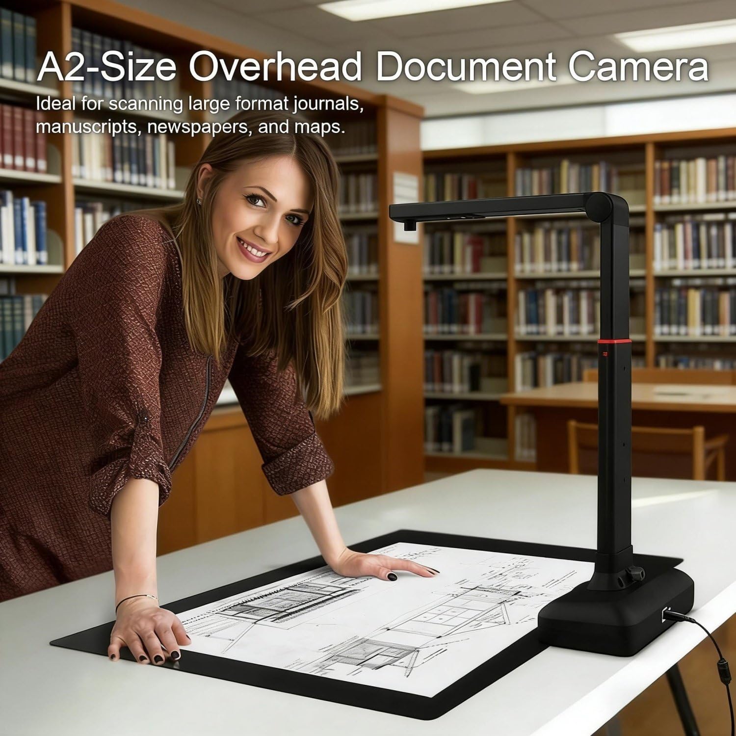 Visualizador de cámara de documentos con escáner de alta resolución, soporte flexible, Plug & Play para ventanas, ideal para enseñanza, reuniones y oficina en casa
