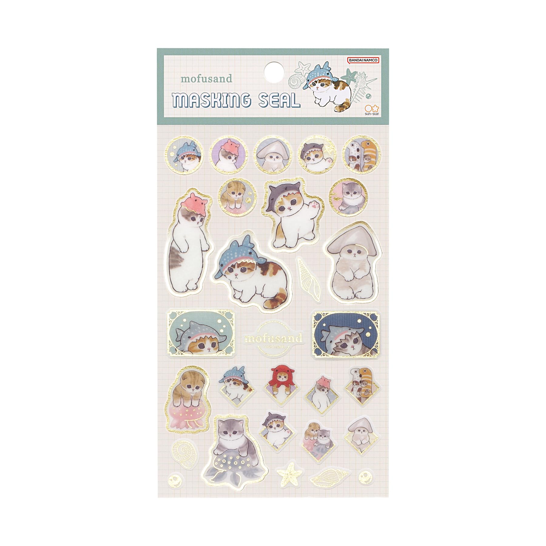 Autocollants de masquage créatures marines Mofusand sticker japonais scrapbooking et bullet journal