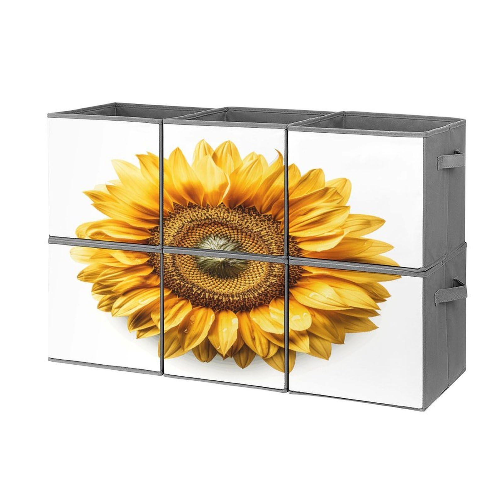 Btcowzrv Style A Flower Storage Cubes, 6 Pack Oxford Fabric Foldable Collapsible Bins With Handles, Cubby Storage Baskets Boxes For Closet Shelves Office Organization