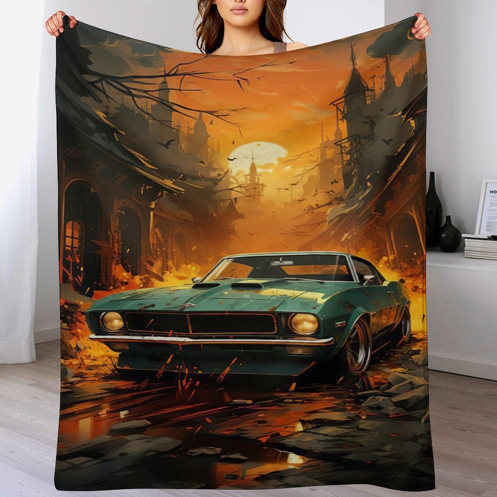 Couverture plaid polaire voiture de sport douce et chaude en flanelle grand lit 180x200