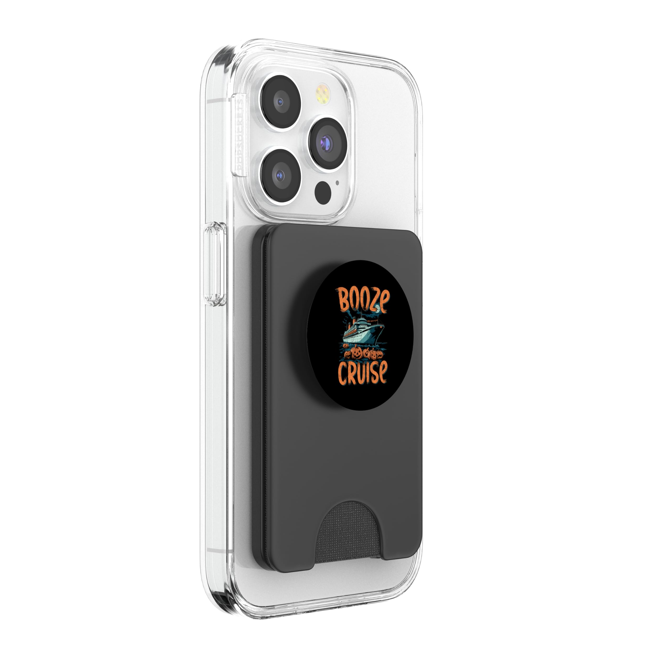 Booze Cruise Halloween Cruise Enthusiasts PopSockets PopWallet for MagSafe, Black - Image 4