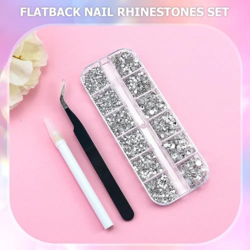 Miniatura 10 de Briskbloom Juego de 2830 diamantes de imitación para arte de uñas, 120 gemas de diamantes de imitación de cristal multiformas + 2880 diamantes de