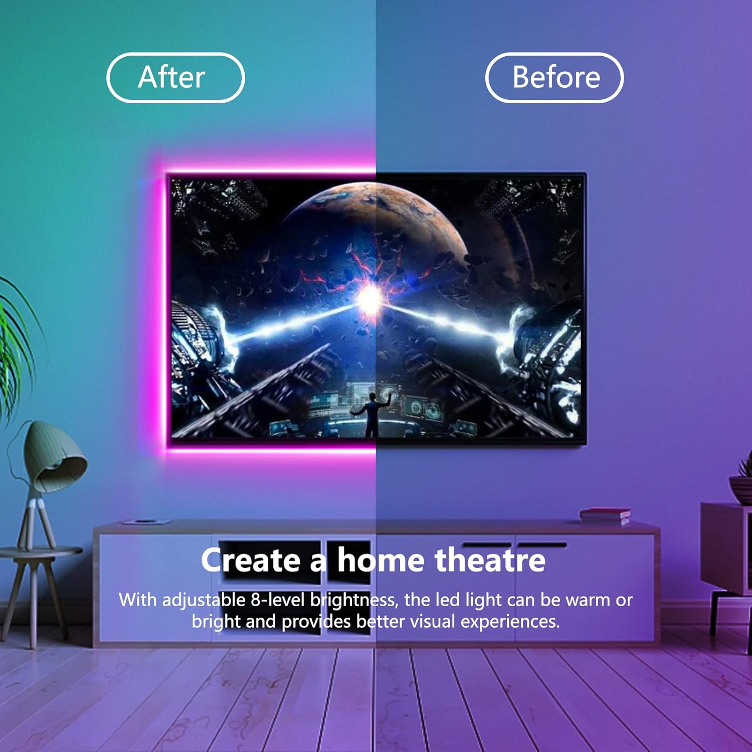 GUSODOR LED Strip Lights, LED Lights for Bedroom, Color Changing Light Strip with Music Sync, Smart Lights Controlled via Bluetooth APP and IR Remote (65.6ft)