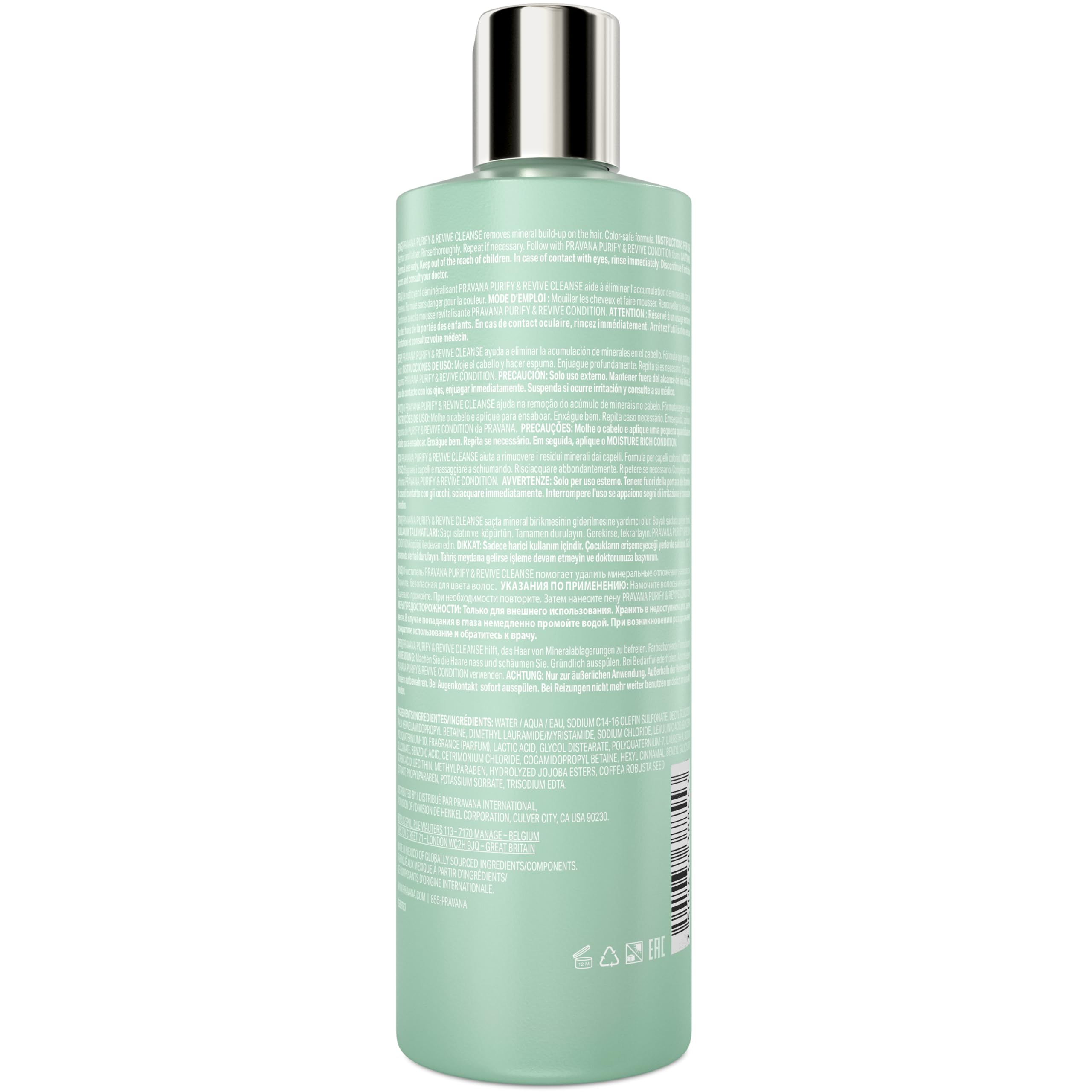 Pravana Purify & Revive Mineral Diminishing Shampoo | Instantly Removes Hard Water Deposits | Hydrates, Energizes, Volumizes | Eliminates Brassiness & Discoloration | 11 Fl Oz