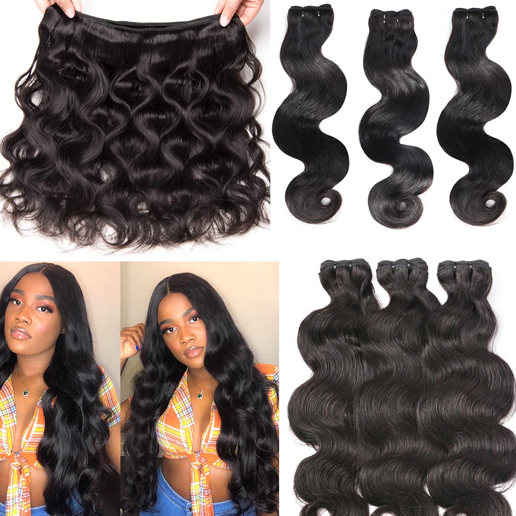 Amazon.com : Body Wave Bundles Human Hair 3 Bundles 100  display picture 3