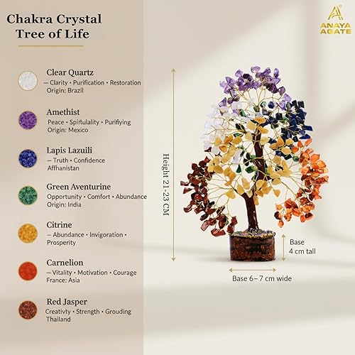 Miniatura 2 de Árbol de la vida de cristal de 7 chakras, cristales curativos hechos a mano, cristales y piedras curativas, árbol del dinero para decoración del #3
