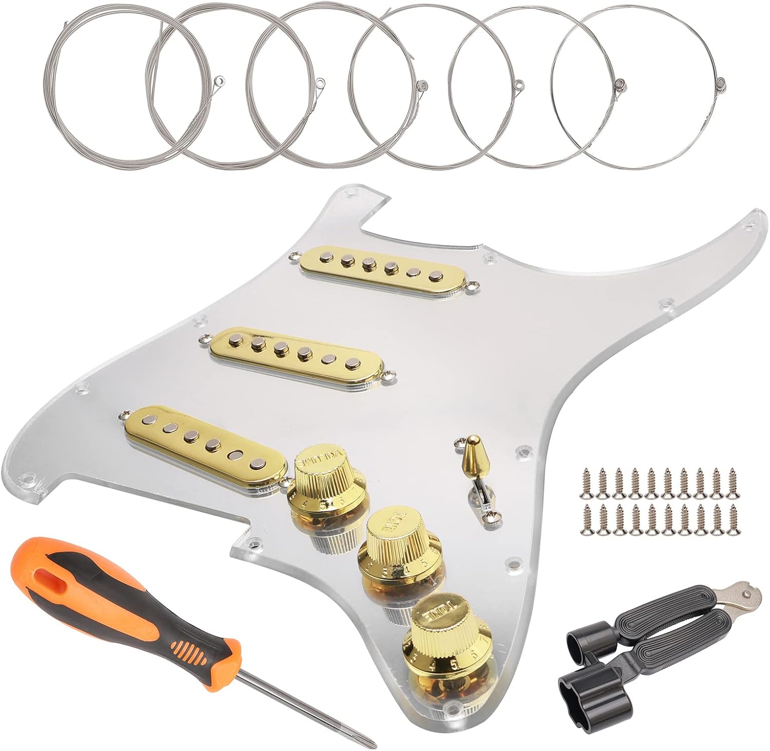 Jiuwu 11 Hole SSS Electric Guitar Pickguard Pickup Potentiometers with