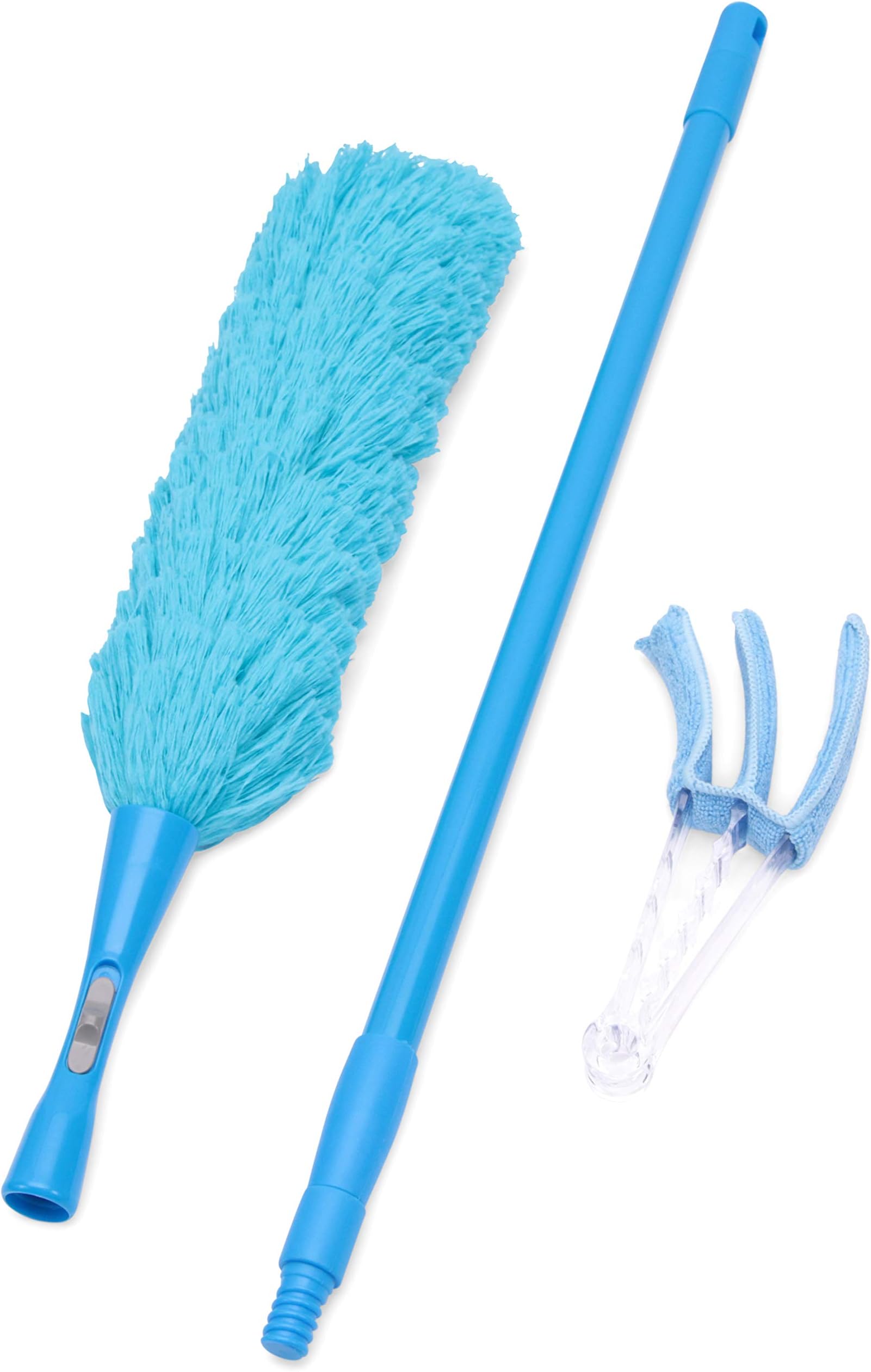 TriboDuster with Bonus Blinds Cleaner – Microfiber Duster for Cleaning with Extendable Telescoping Pole Up to 5ft6”! Ceiling Fan Dusters, Cobweb/Spider Web Brush and Blind Duster