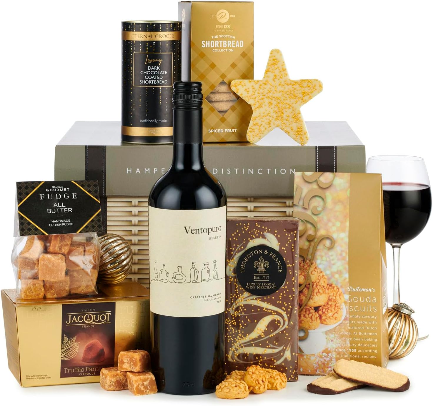 Thornton & France The Pippin Christmas Hamper with Red Wine & Chocolates | Sweet & Savoury Treats To Share | 9 Delicious Items