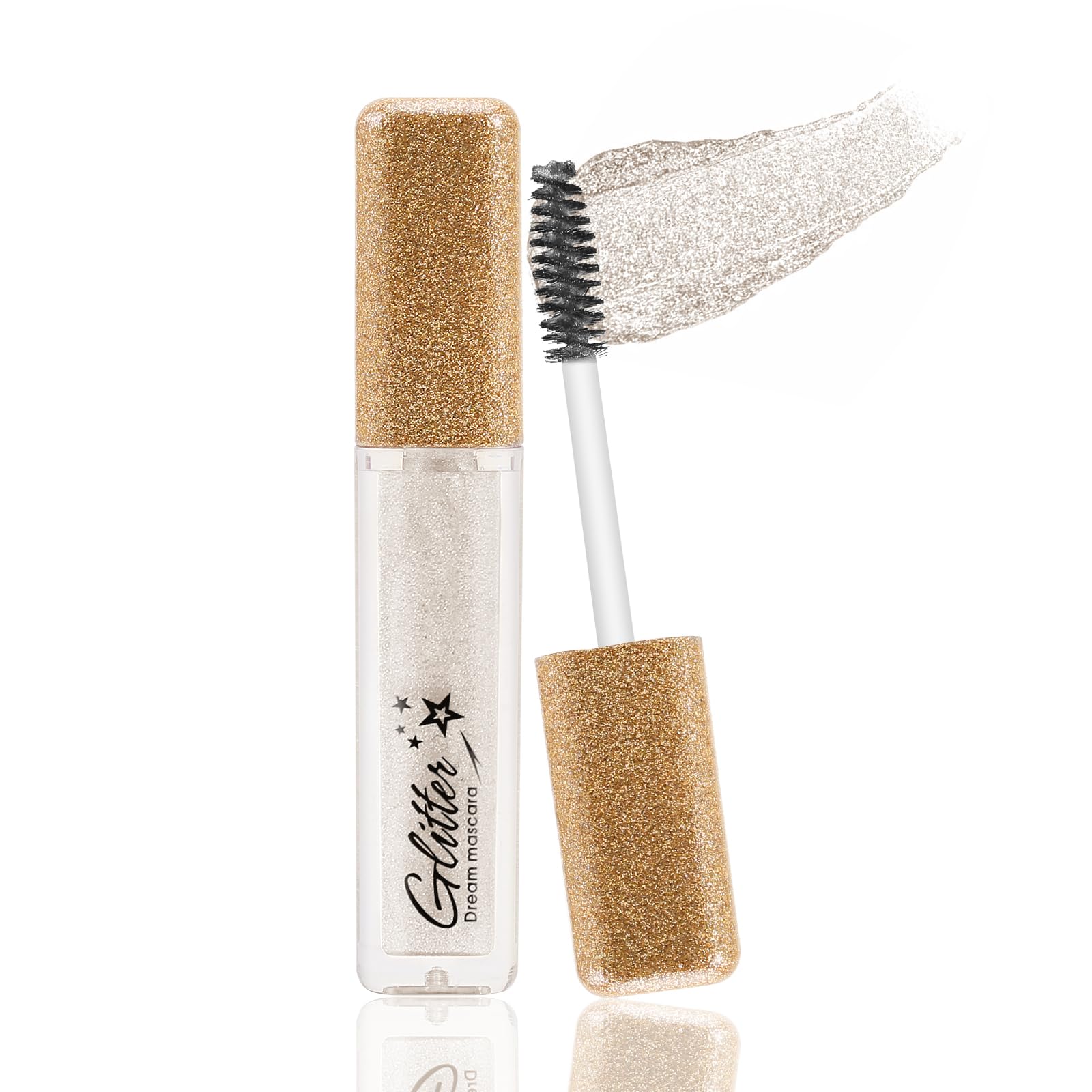 BoobeenGlitter Mascara, Sparkle Diamond Shining Colorful Mascara for Eyelashes, Long Lasting Waterproof Lengthening Volumizing Lash Makeup for Party Wedding