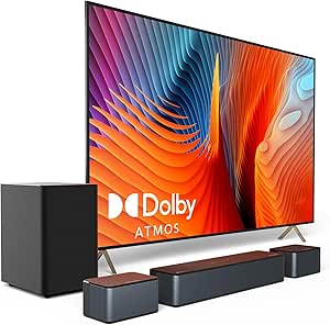 melhor soundbar do mundo: ULTIMEA Barra de som de TV 5.1, compatível com Dolby Atmos, barras de som para TV com subwoofer e alto-falantes surround ajustáveis, barra de som de home theater para TV